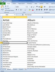 I track every album I listen to on a spreadsheet. It extends for miles.